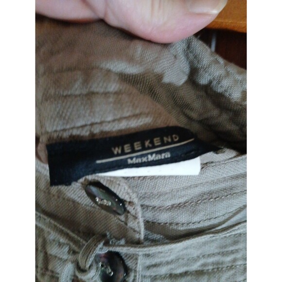 Weekend MaxMara Women's Size 4 Flax Linen Blend Over-the-Knee Olive Green Skirt - Picture 3 of 11